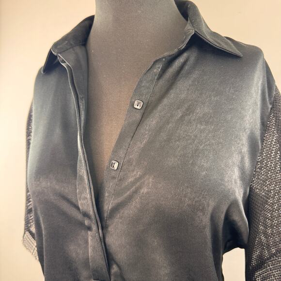 ALEXIS Eclipse Black Blouse Collared Casual Button-Down Pullover Sz S Small NEW - Picture 3 of 6